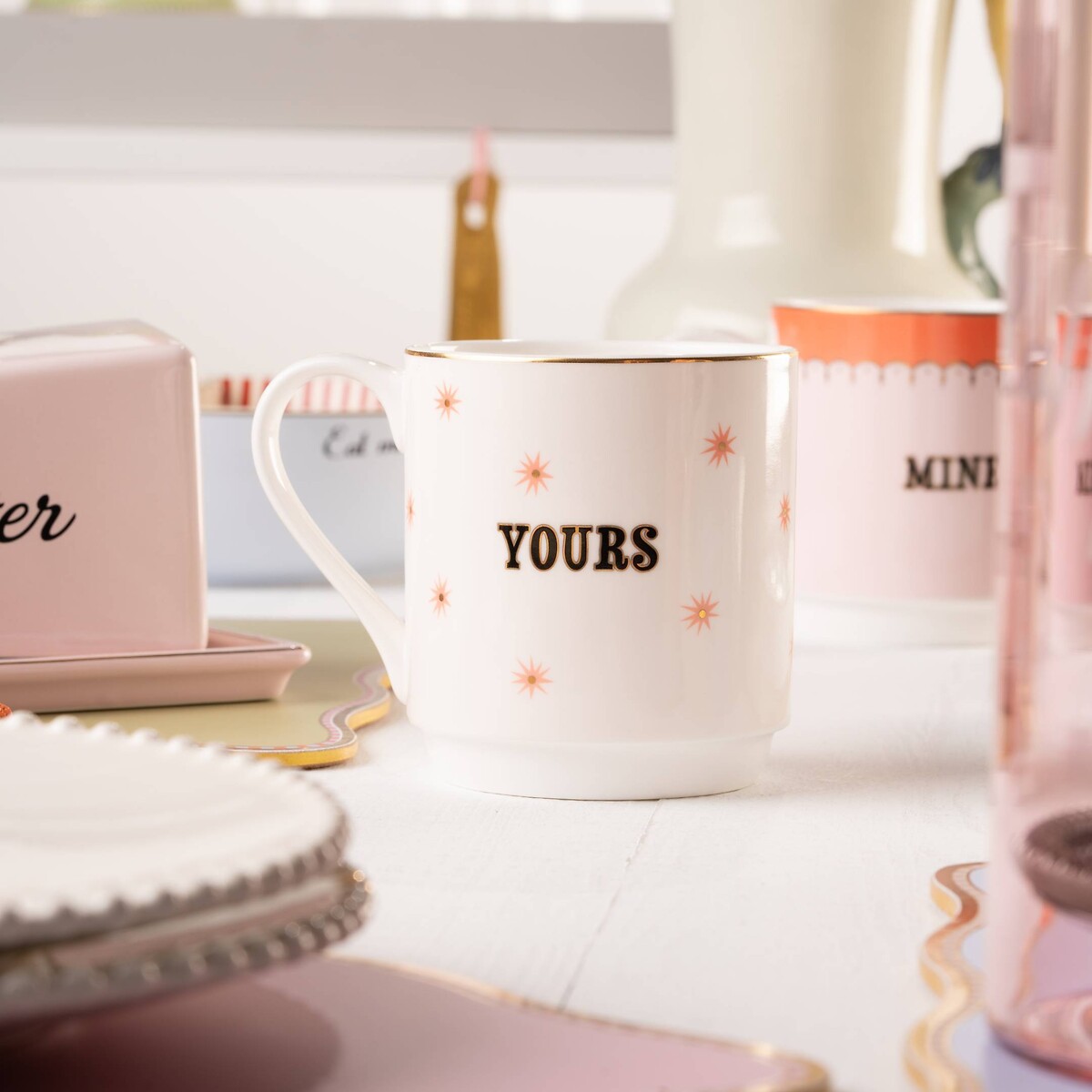 Set of 2 Giraffe Stacking Mugs pink, YVONNE ELLEN