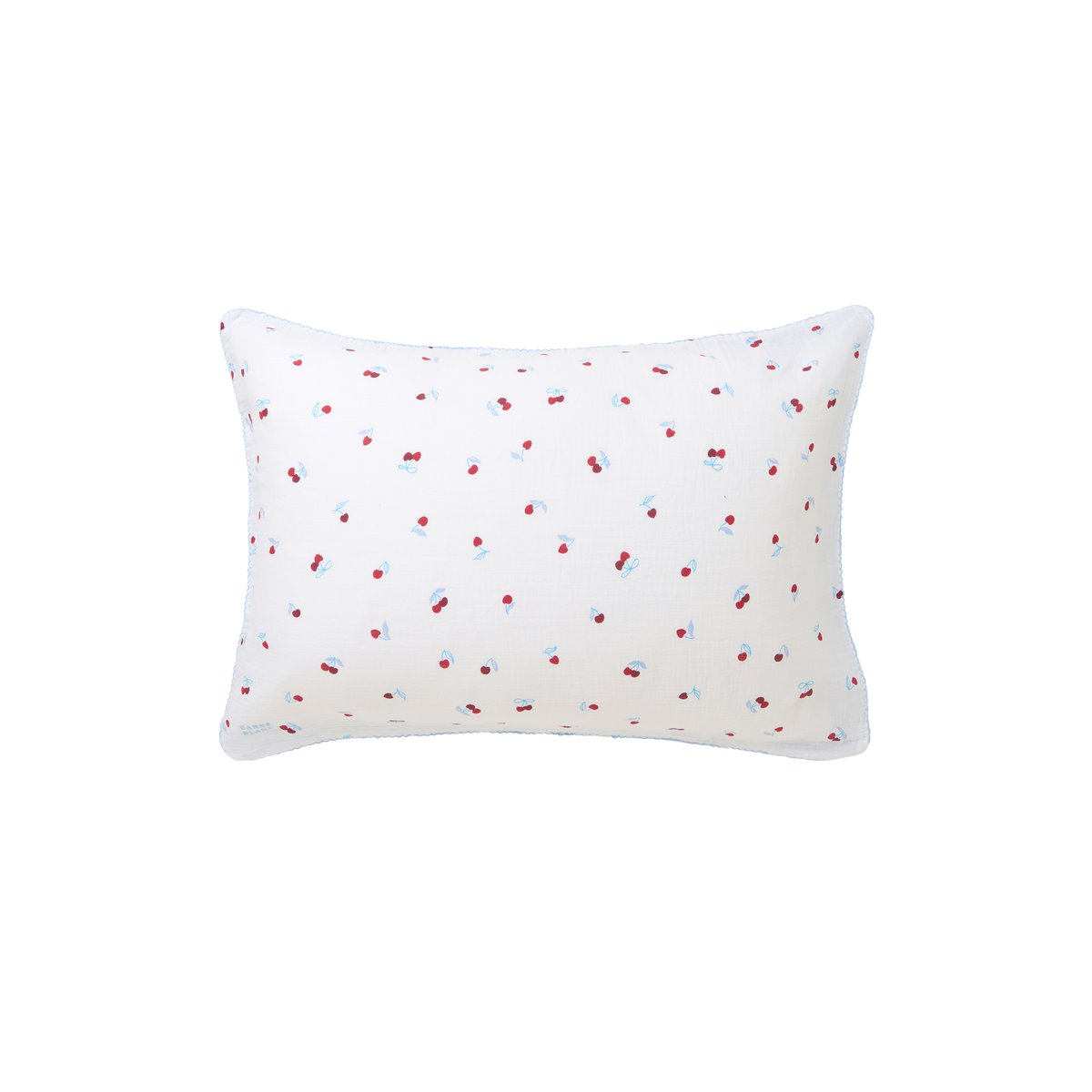 Taie d'oreiller rectangulaire gaze de coton Abelia acajou floral ABÉLIA ciel/cerise, CARRE BLANC