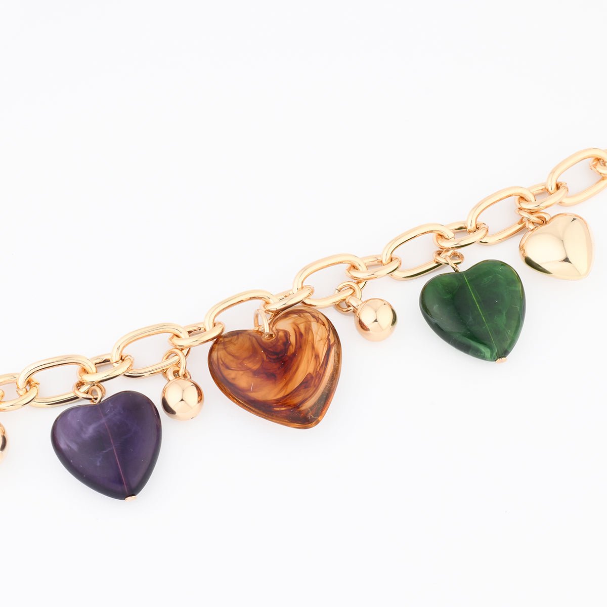 Bracelet chaîne cœur en résine violet, BALABOOSTE