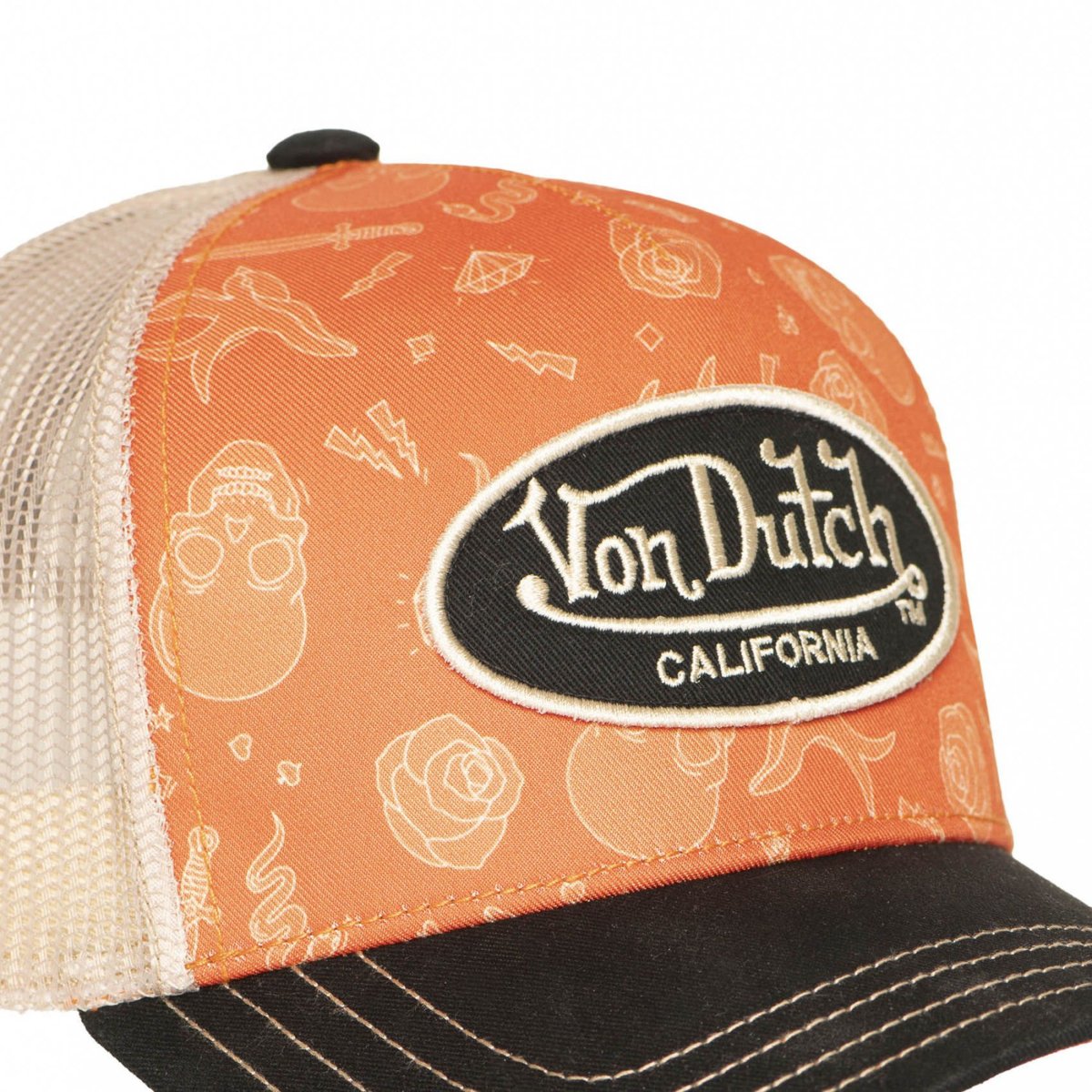 Casquette trucker SUBLI orange/beige/noir, VON DUTCH