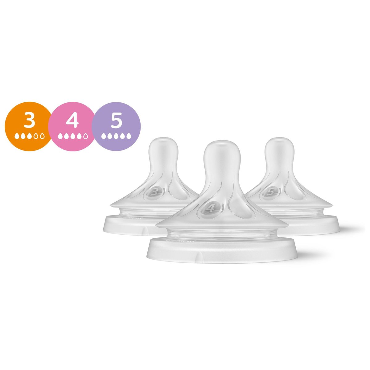 Lot de 3 tétines Natural Response transparent, PHILIPS AVENT