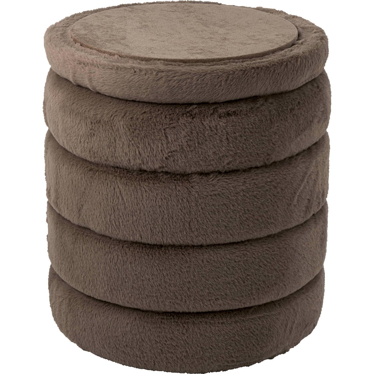 Pouf coffre de rangement en tissu taupe, RECOLLECTION