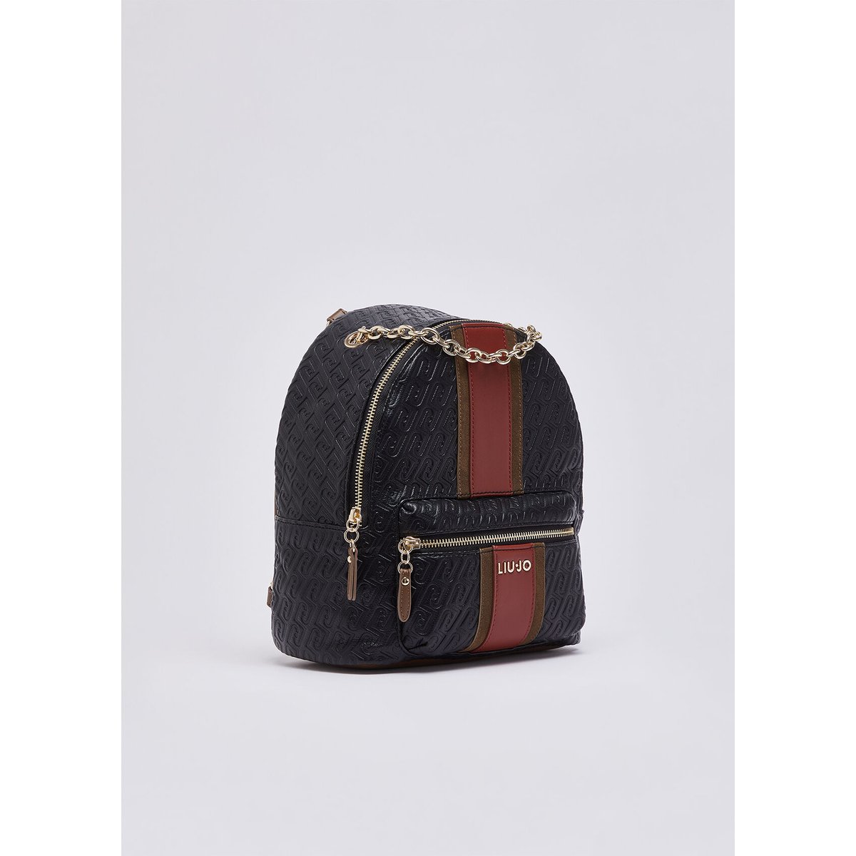 Sac à dos avec logo monogramme noir, LIU JO