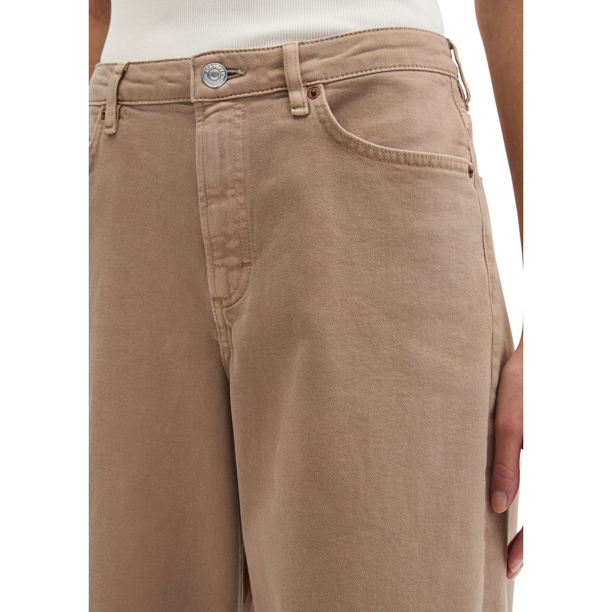 Jeans modèle Tolva large en coton organique mélangé stretch marron, MARC O'POLO