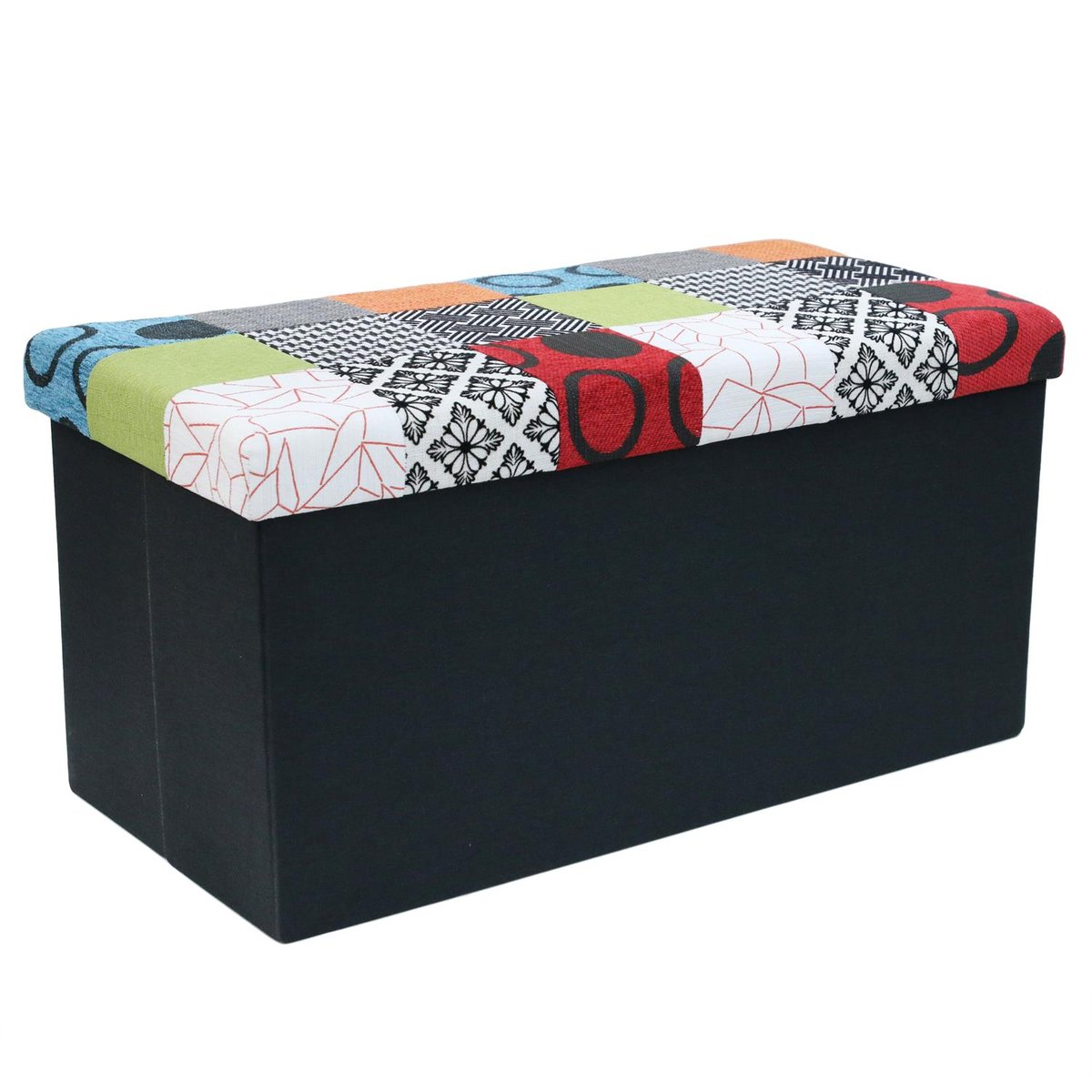 Coffre de rangement pliable patchwork multicolore, EDEN