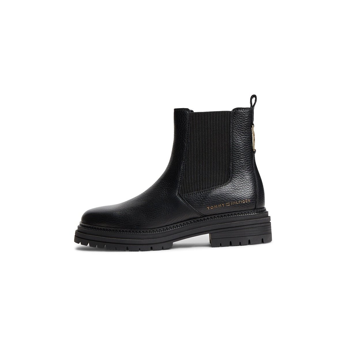 Botas Chelsea de piel granulada negro, TOMMY HILFIGER