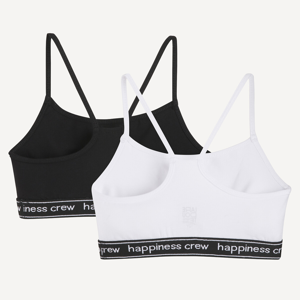 Pack of 2 Bralettes with Shoestring Straps white + black, LA REDOUTE COLLECTIONS