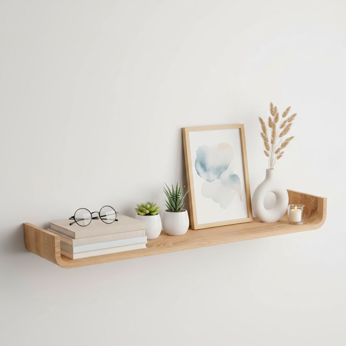 Étagère murale courbée bois 100x20x10cm bois, WADIGA