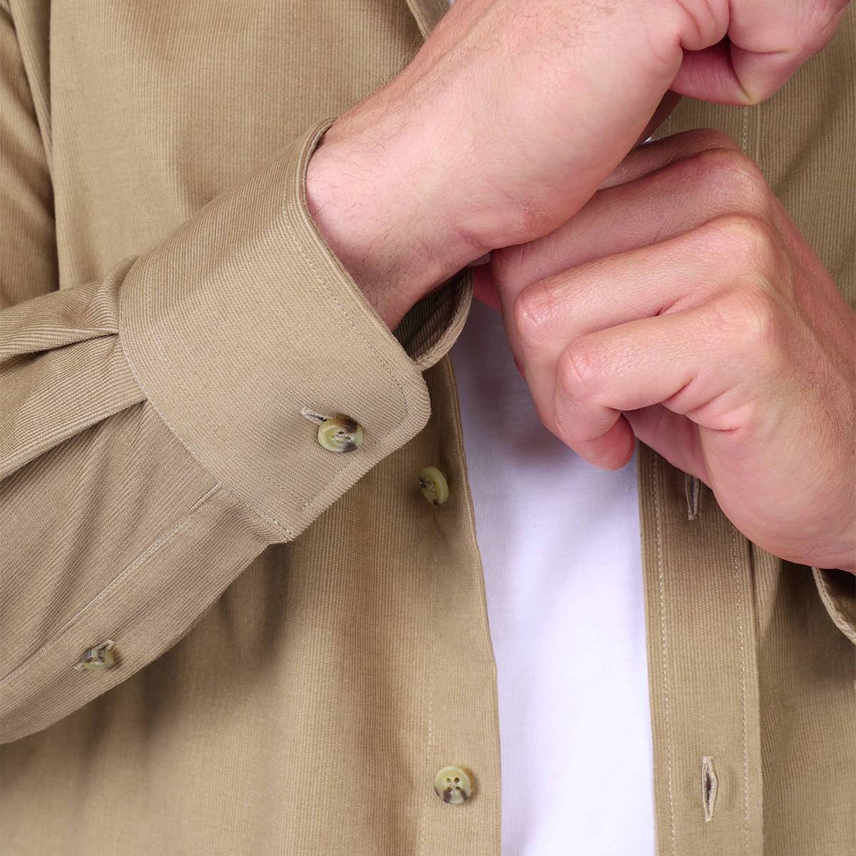 Chemise velours millerais beige, MISE AU GREEN