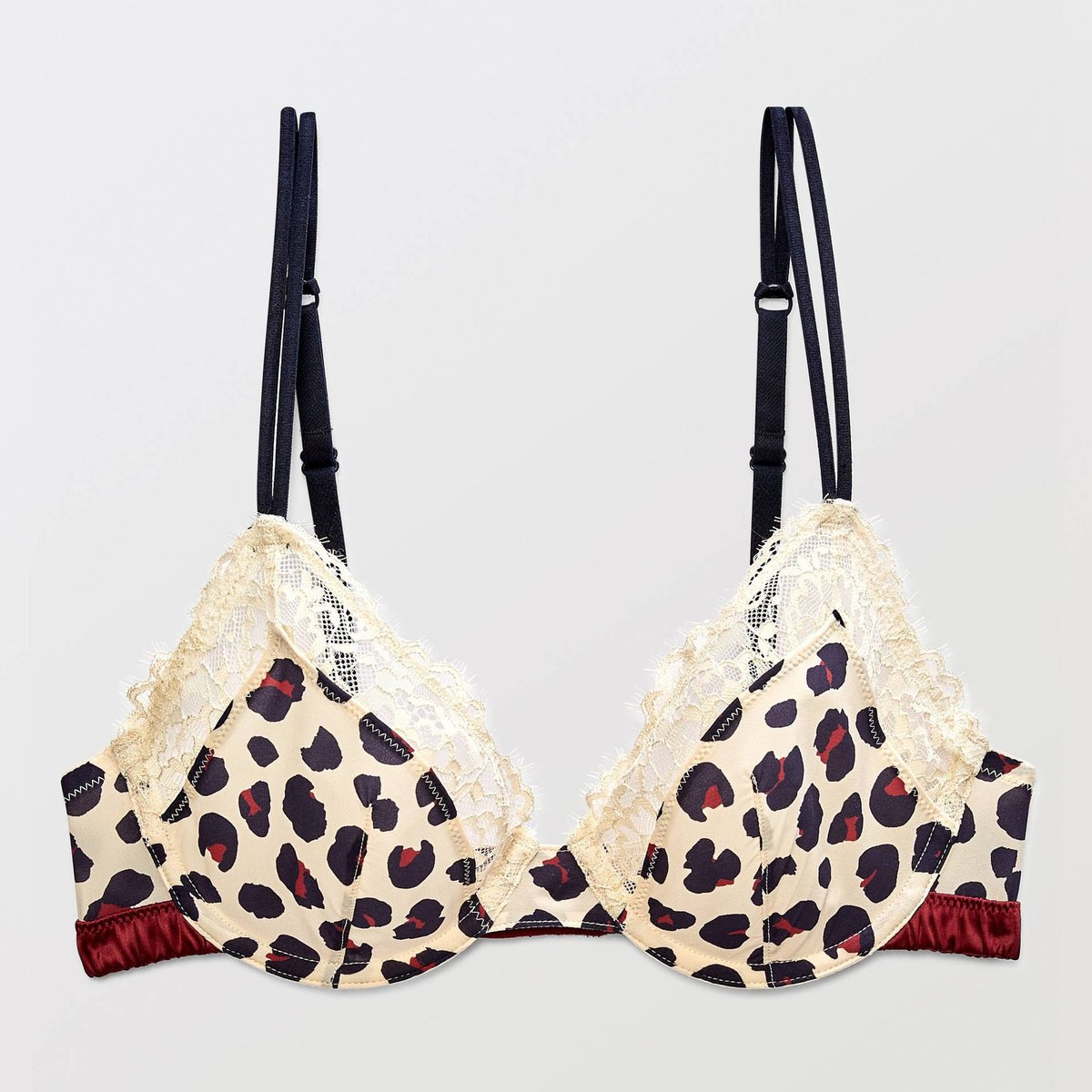 Soutien-gorge corbeille balconnet ZOE en microfibre imprimée et dentelle ecru, MONOPRIX