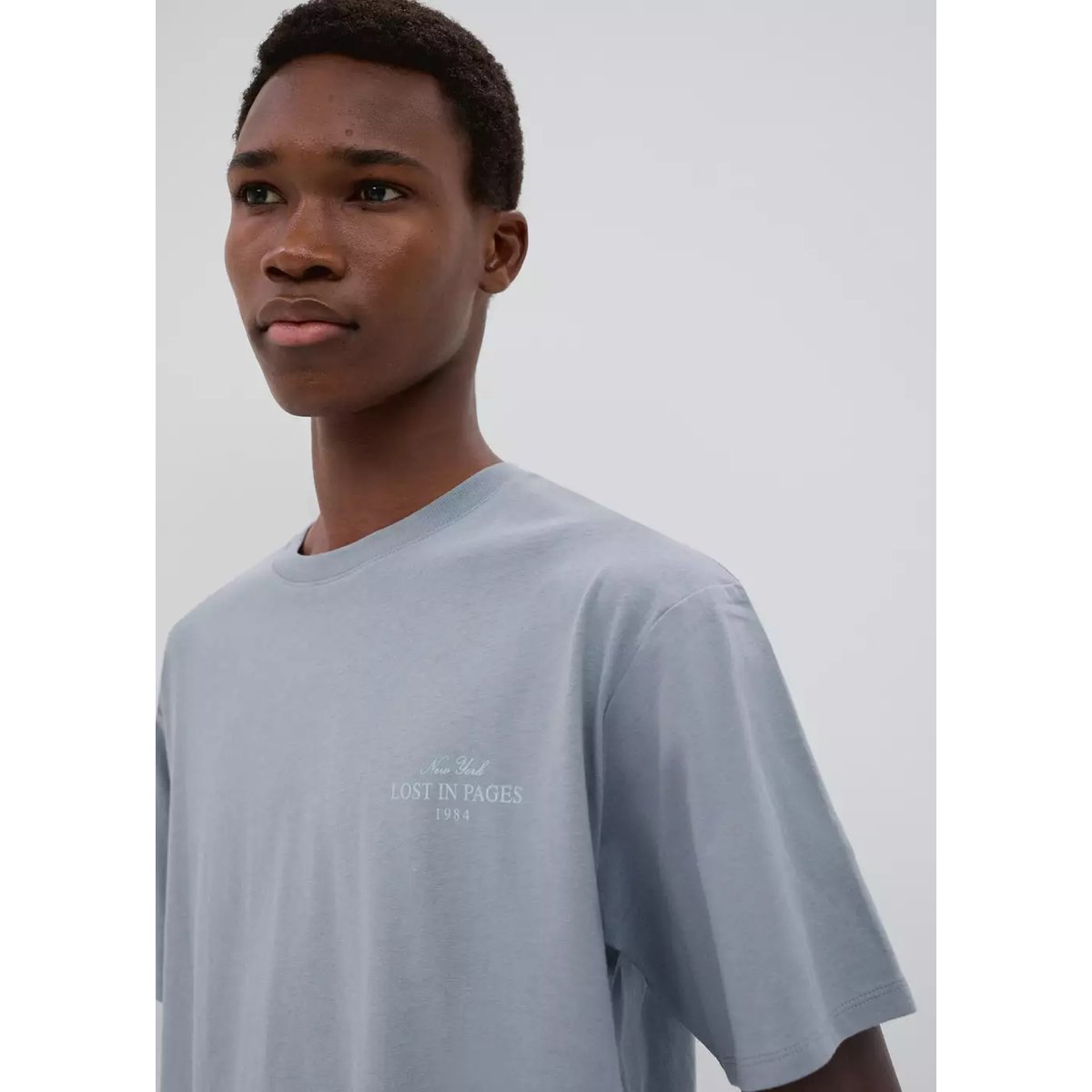 T-shirt en coton imprimé bleu, MANGO TEEN