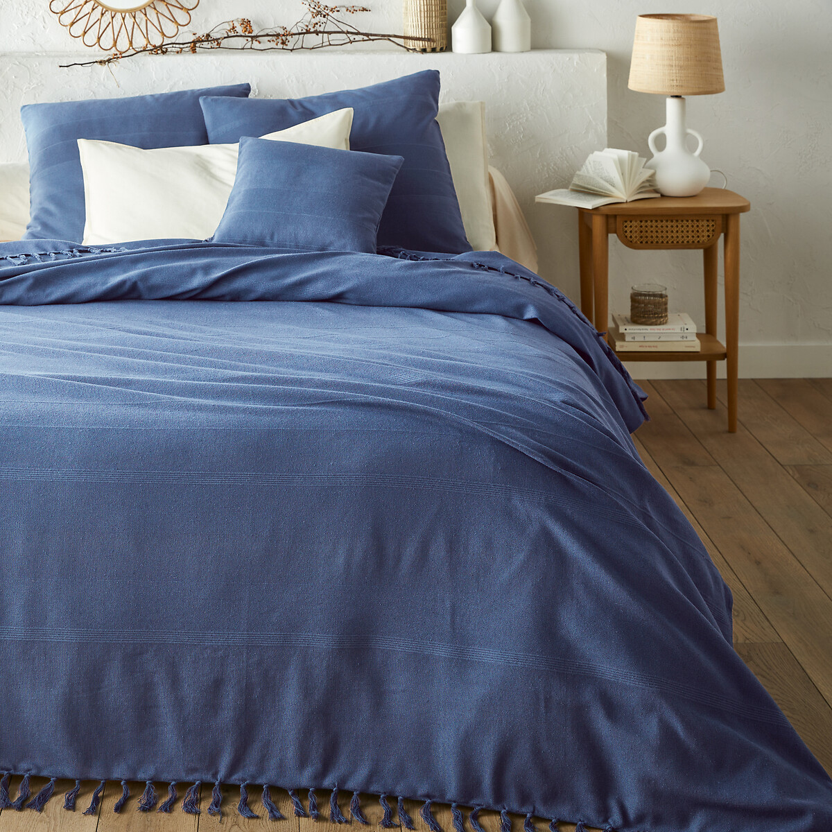 Dessus de lit frangé coton, Nedo bleu orient, LA REDOUTE INTERIEURS