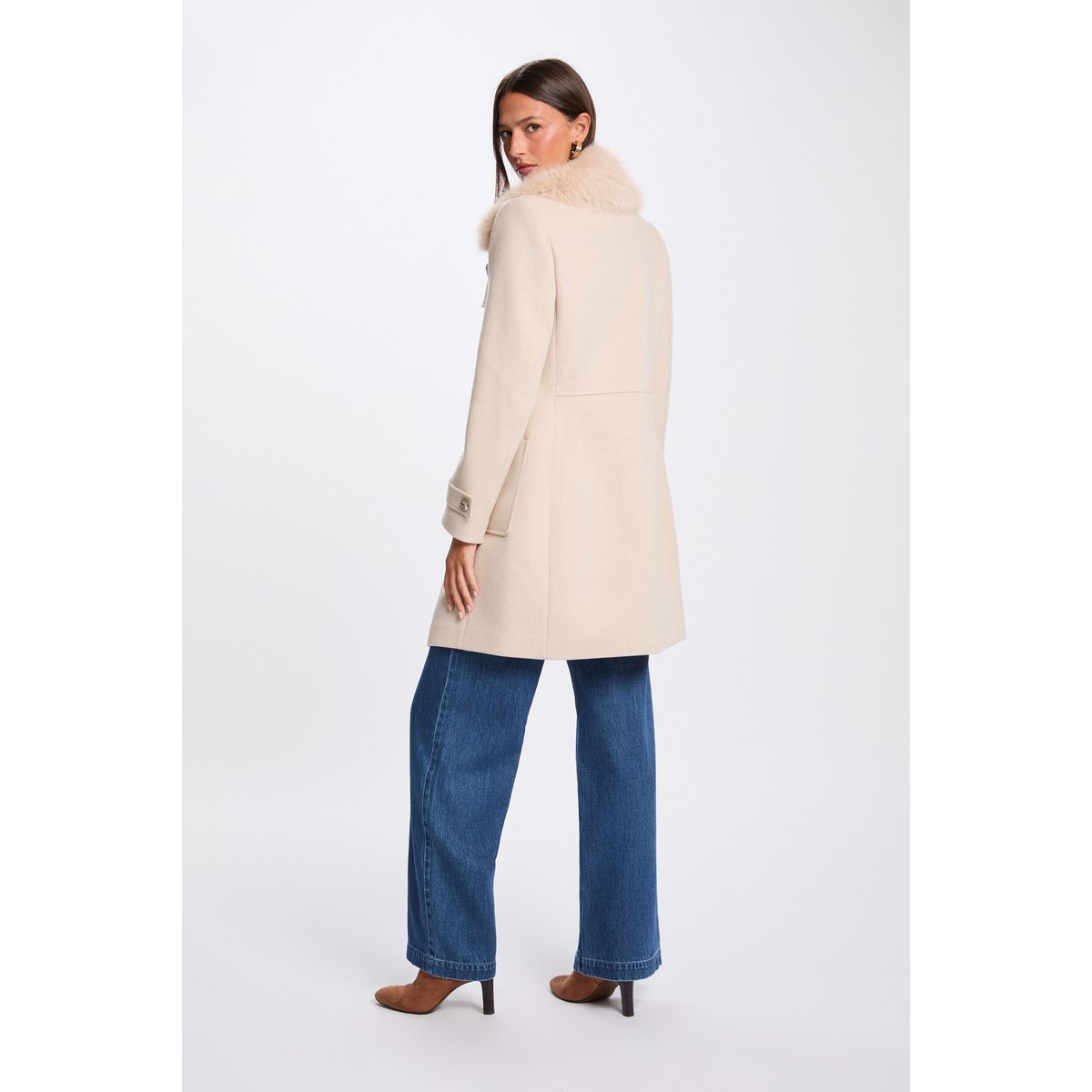Manteau droit beige, MORGAN