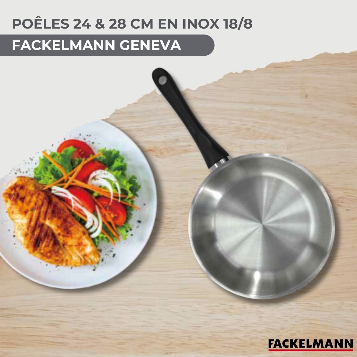 Set 2 poêles 24 et 28 cm en inox GENEVA inox|noir, FACKELMANN
