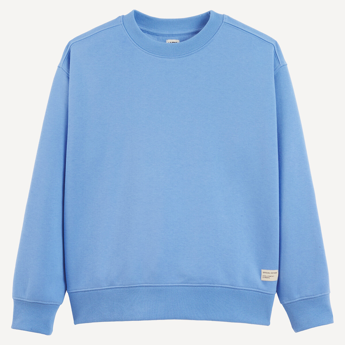 Sudadera de felpa con cuello redondo azul claro, LA REDOUTE COLLECTIONS