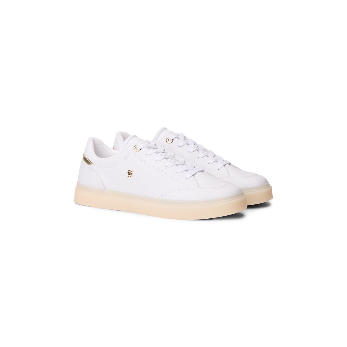 Chic Elevated Leather Trainers white, TOMMY JEANS