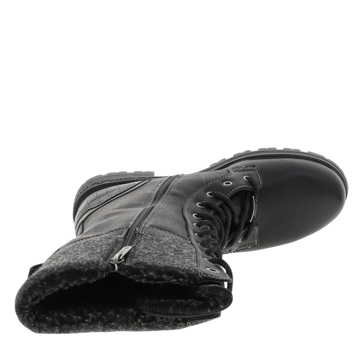 Bottes noires à talon décroché bas ornées d'une fermeture éclair décorative noires, MUSTANG