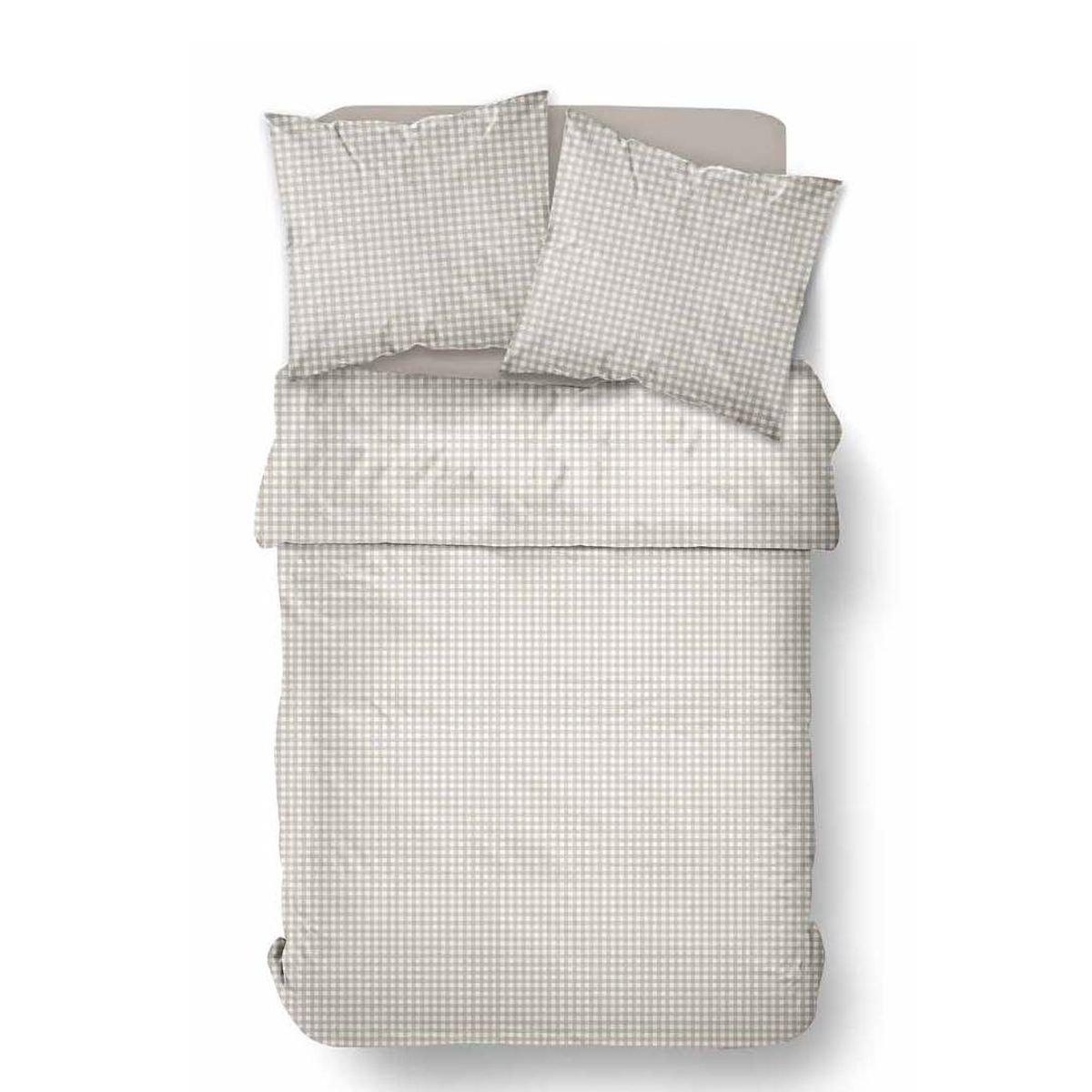 Parure de lit imprimé A carreaux CRAZY NAIS beige, TODAY