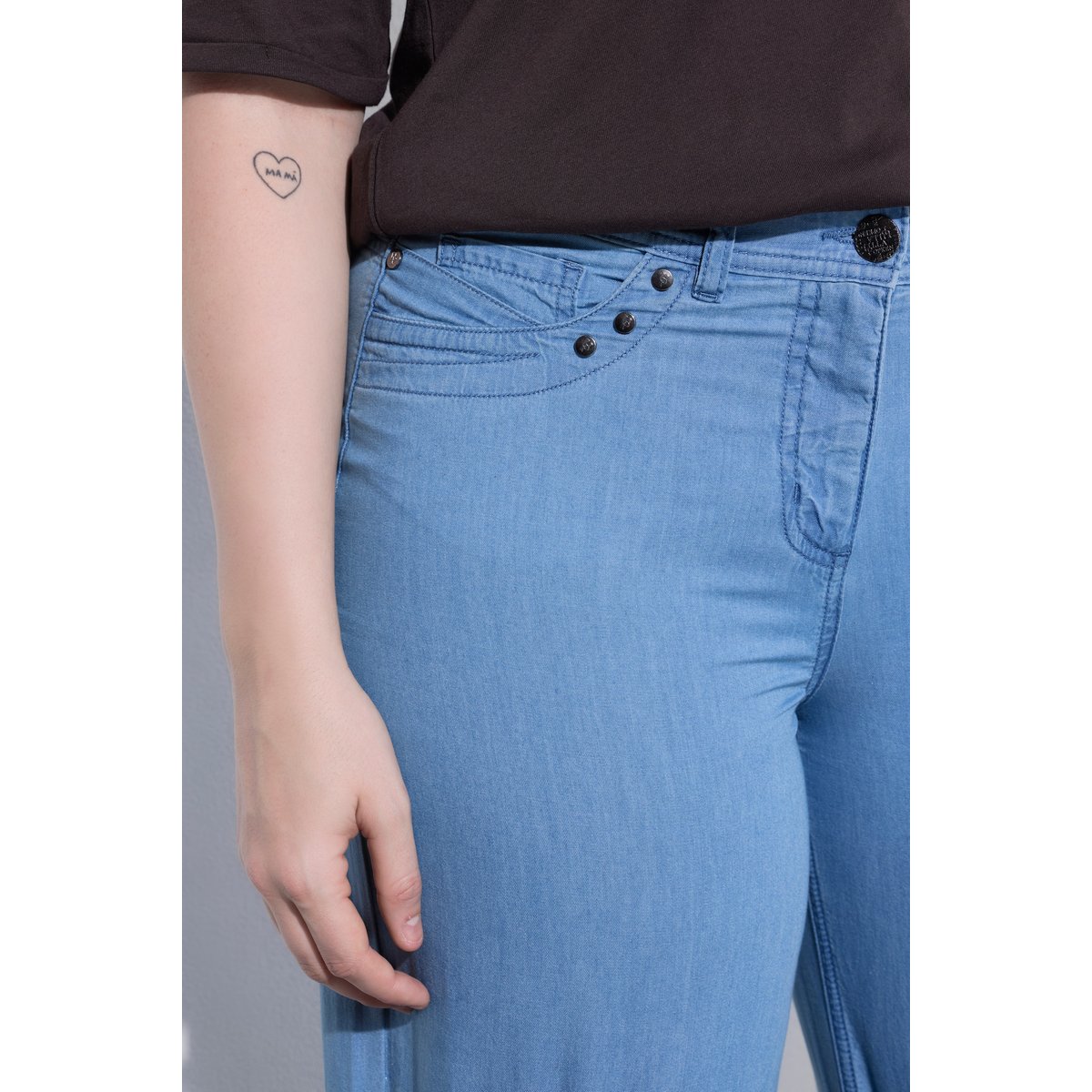 Jean culotte Mary, jambe large bleu clair, ULLA POPKEN