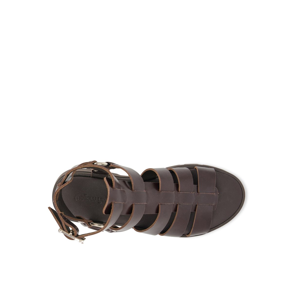 Sandale Plate en cuir EDNA chocolat, MELLOW YELLOW