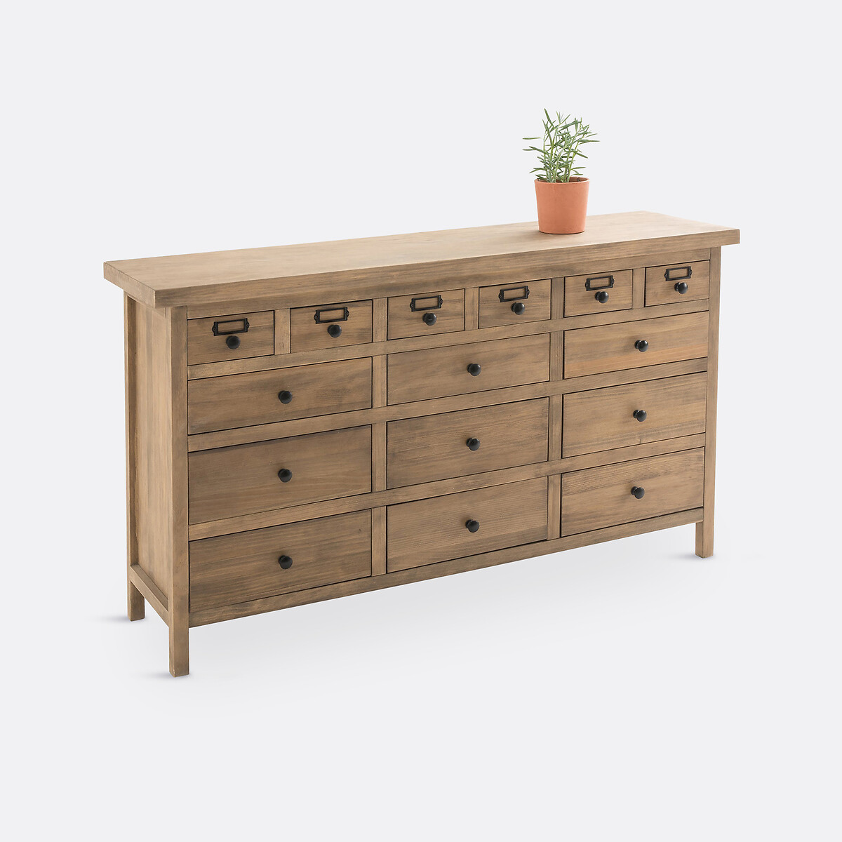 Buffet meuble de métier 15 tiroirs, Lunja ciré naturel, LA REDOUTE INTERIEURS