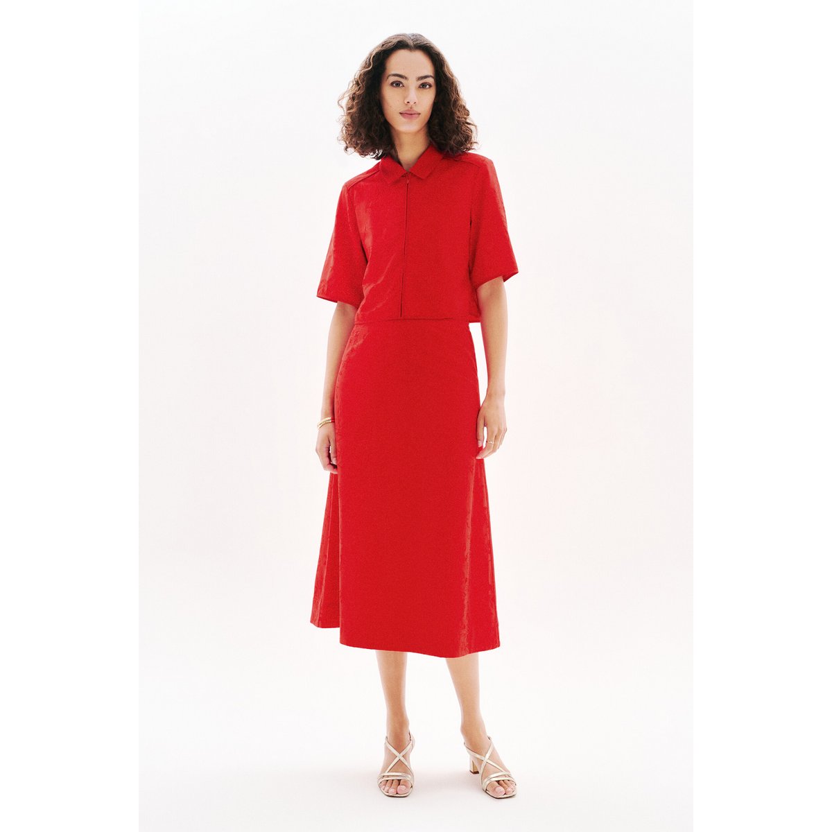 Jupe évasée fluide DIANA rouge, CAROLL