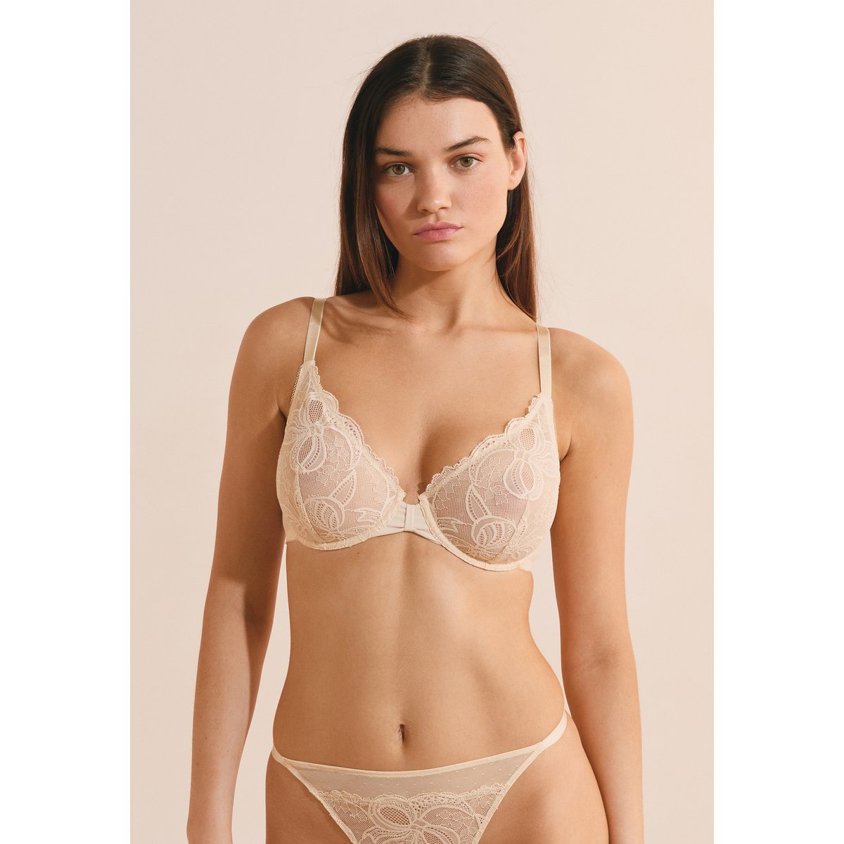 Soutien-gorge classique en dentelle GRACE beige, ETAM