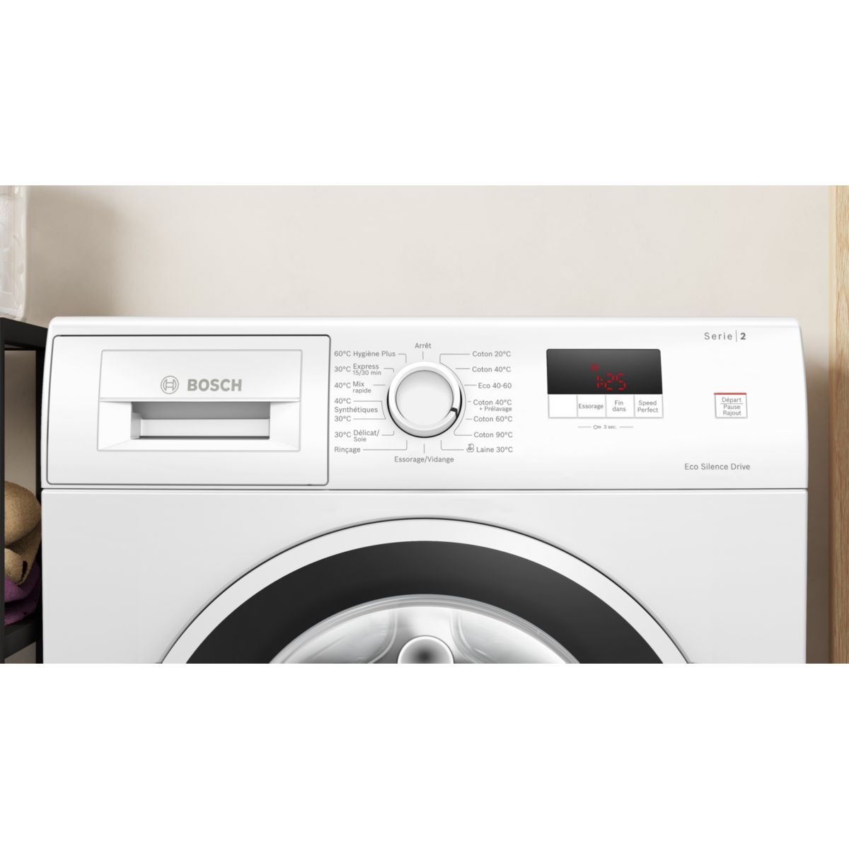 Lave linge hublot WGE02203FR - 7 kg - 1200 tr/min - Classe A - Moteur induction - Série 2 couleur unique, BOSCH