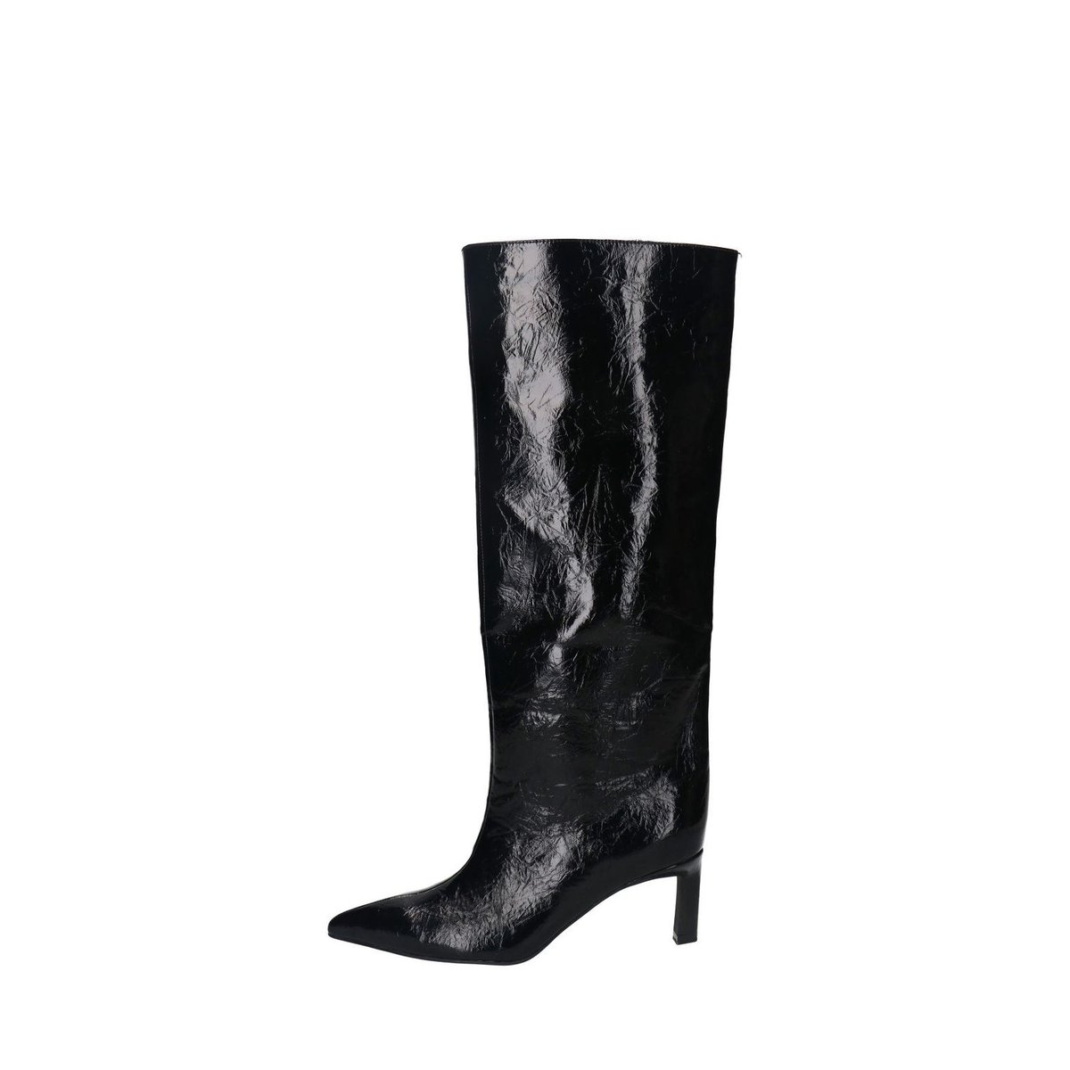 Bottes hautes vernies à talon noir, SACHA