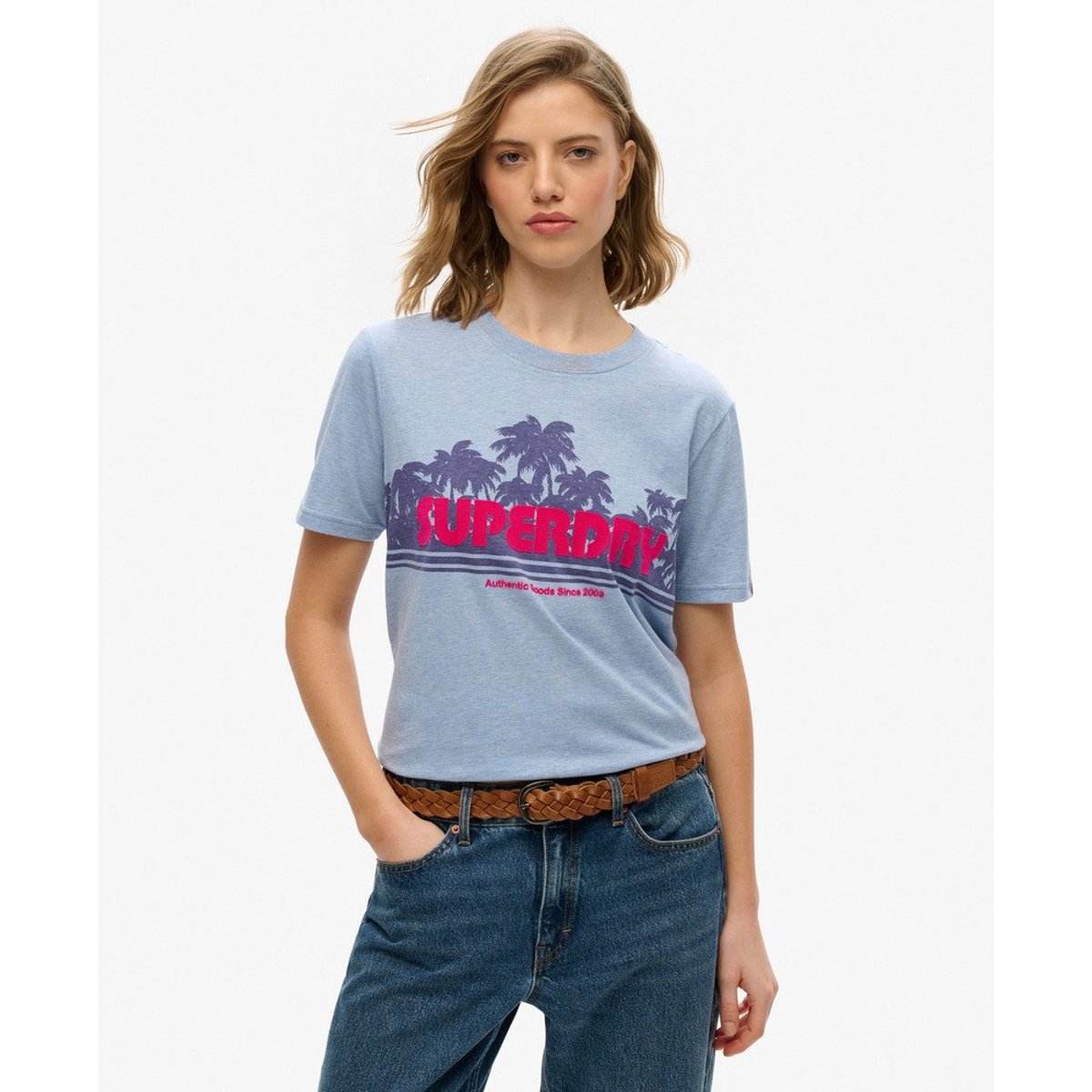 T-shirt décontracté à rayures Outdoor bleu bruyère rodéo drive, SUPERDRY