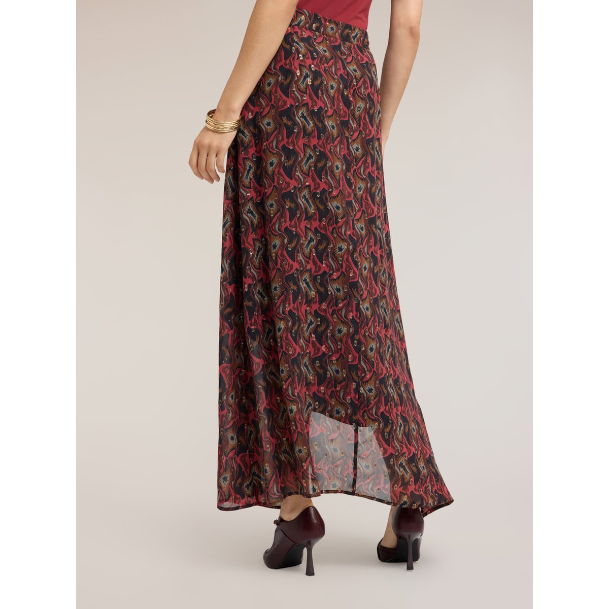 Jupe maxi imprimée rouge, MOTIVI