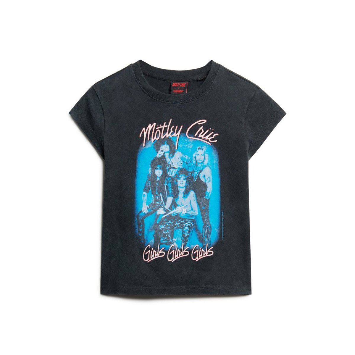 T-shirt à mancherons Mötley Crüe back in black intense, SUPERDRY