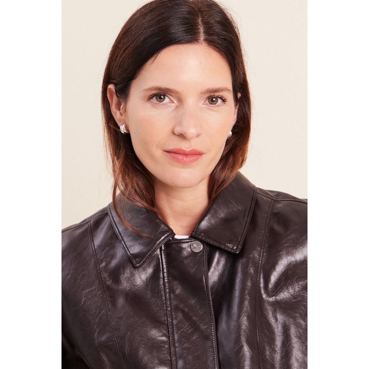 Blouson col montant capuche amovible marron, BREAL