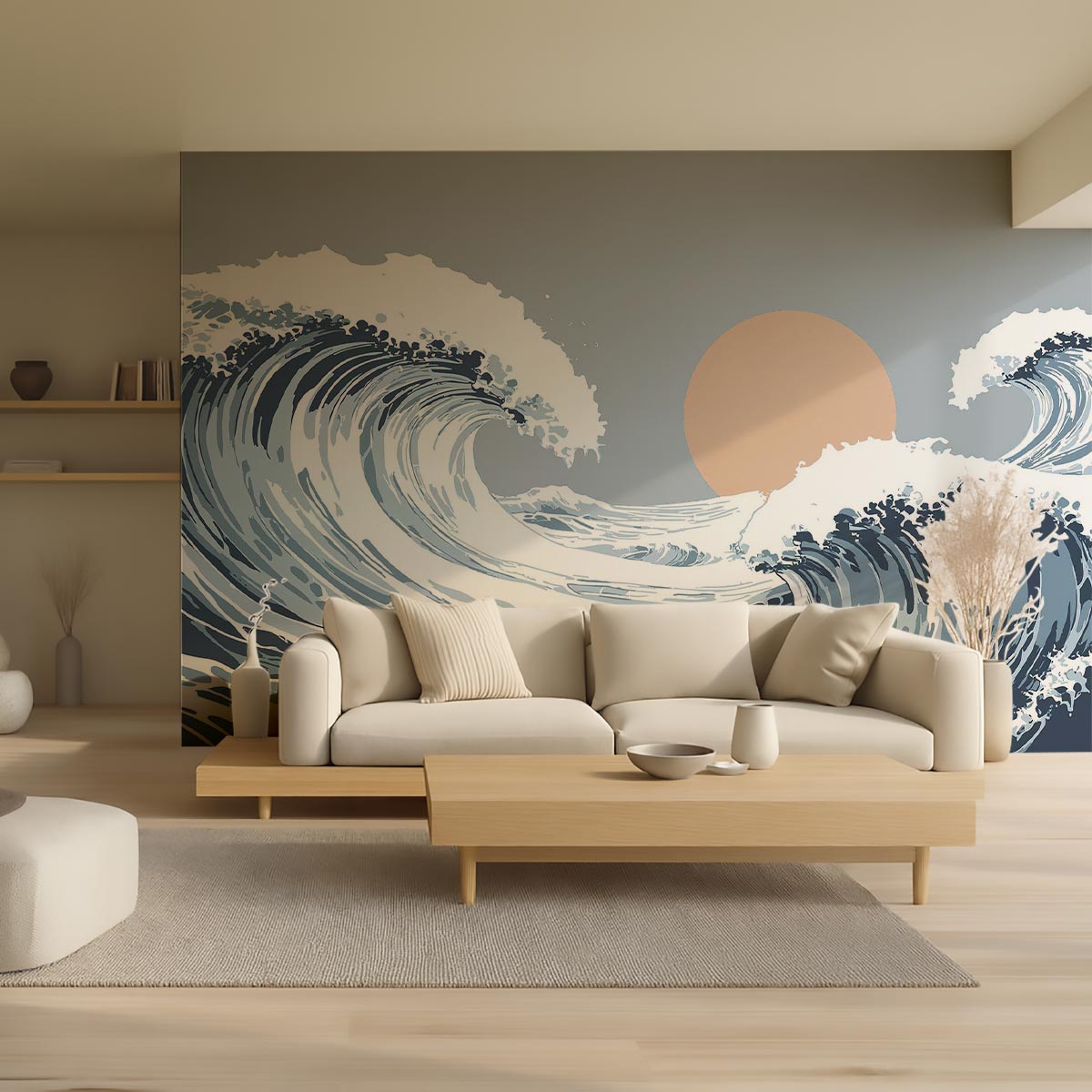 Papier peint Vague solaire bleu, HEXOA