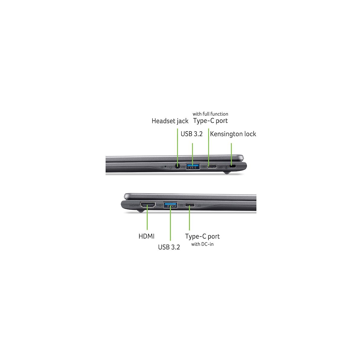 Chromebook CB514-6H-33BL 14" Intel Core i3 N355 8 Go RAM DDR5 SSD 512 Go couleur unique, ACER