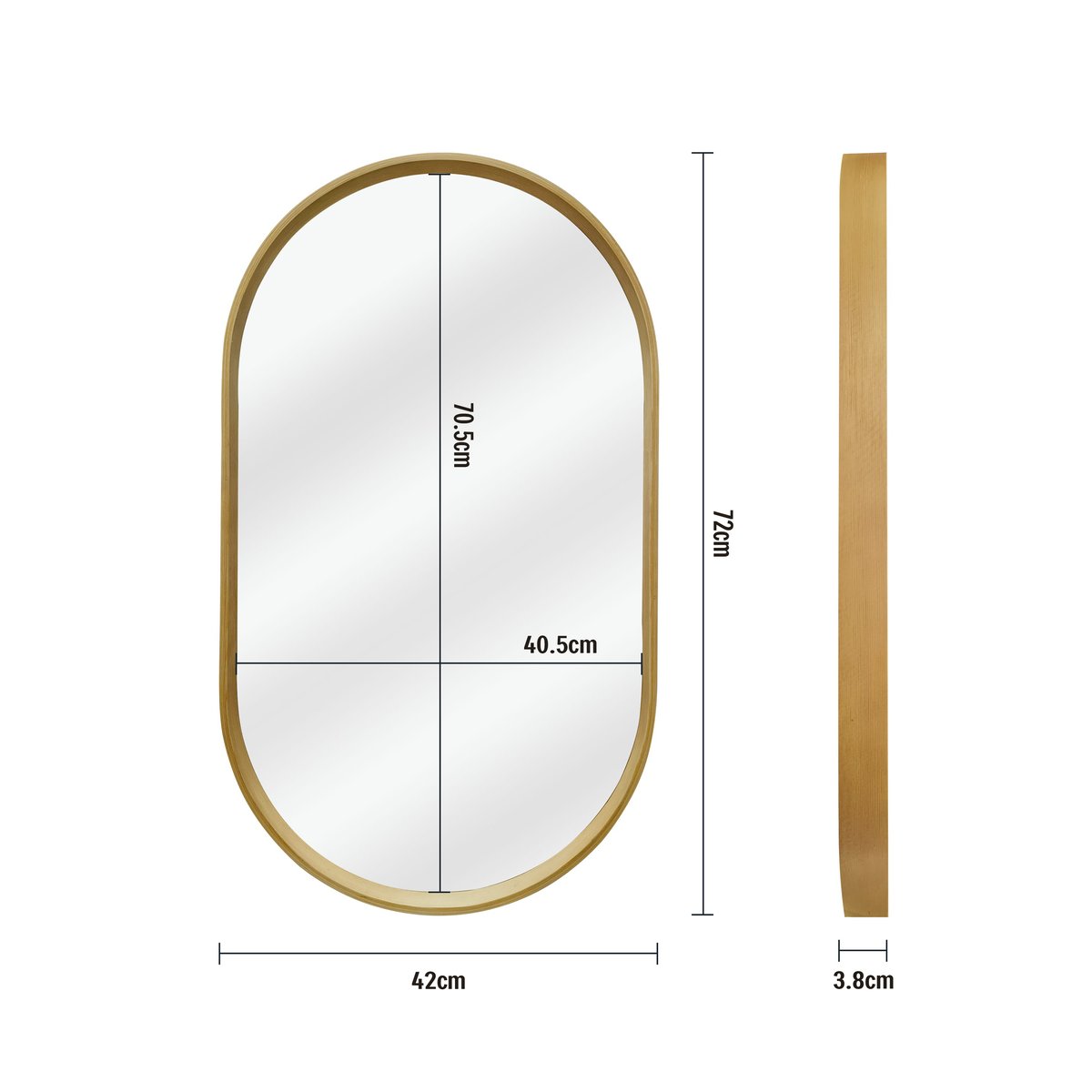 Miroir en bois naturel, NORDIK beige, INSPIRE