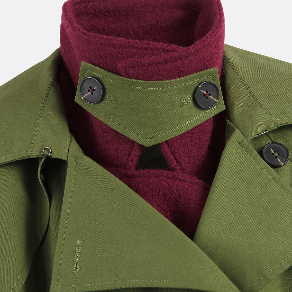 2 in 1 Trench Coat with Belt and Button Fastening khaki green, La Redoute Collections x Christine Phung