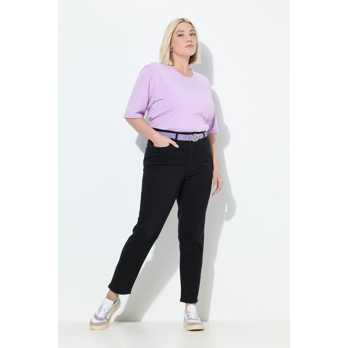Jean Mom en denim stretch noir, ULLA POPKEN