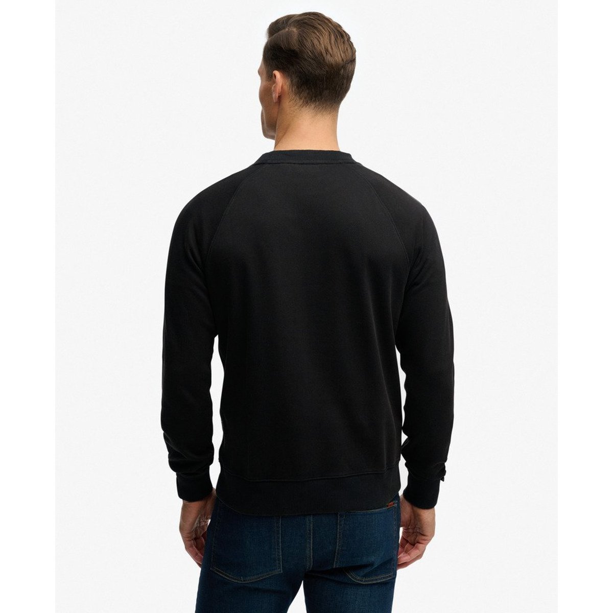 Sweatshirt Essential Logo Raglan Col Rond noir, SUPERDRY