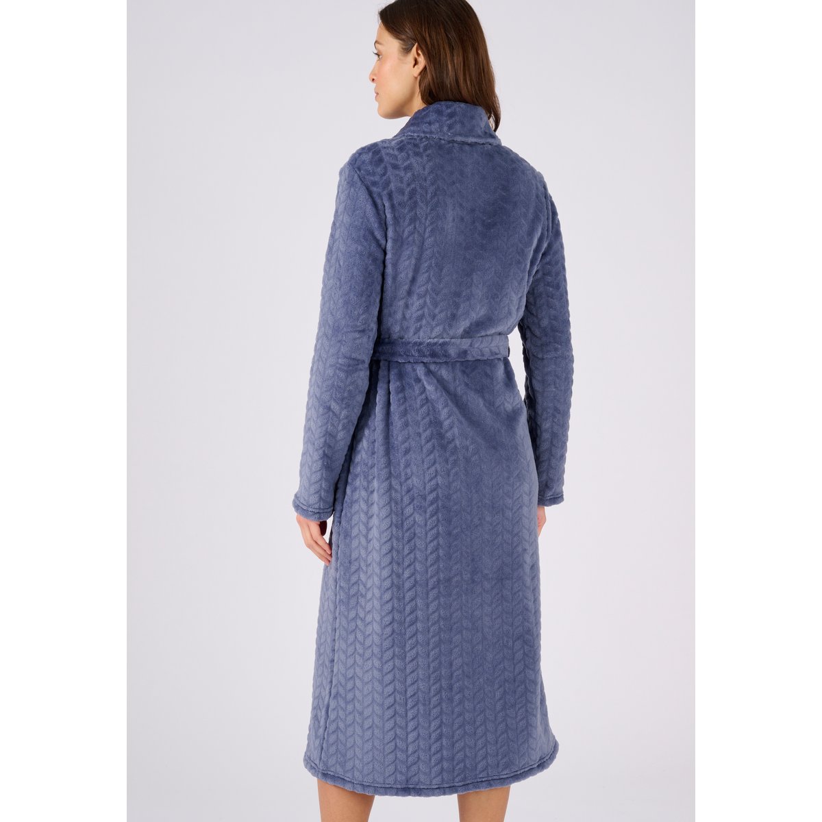 Robe de chambre Thermolactyl en maille douce bleu nuit, DAMART