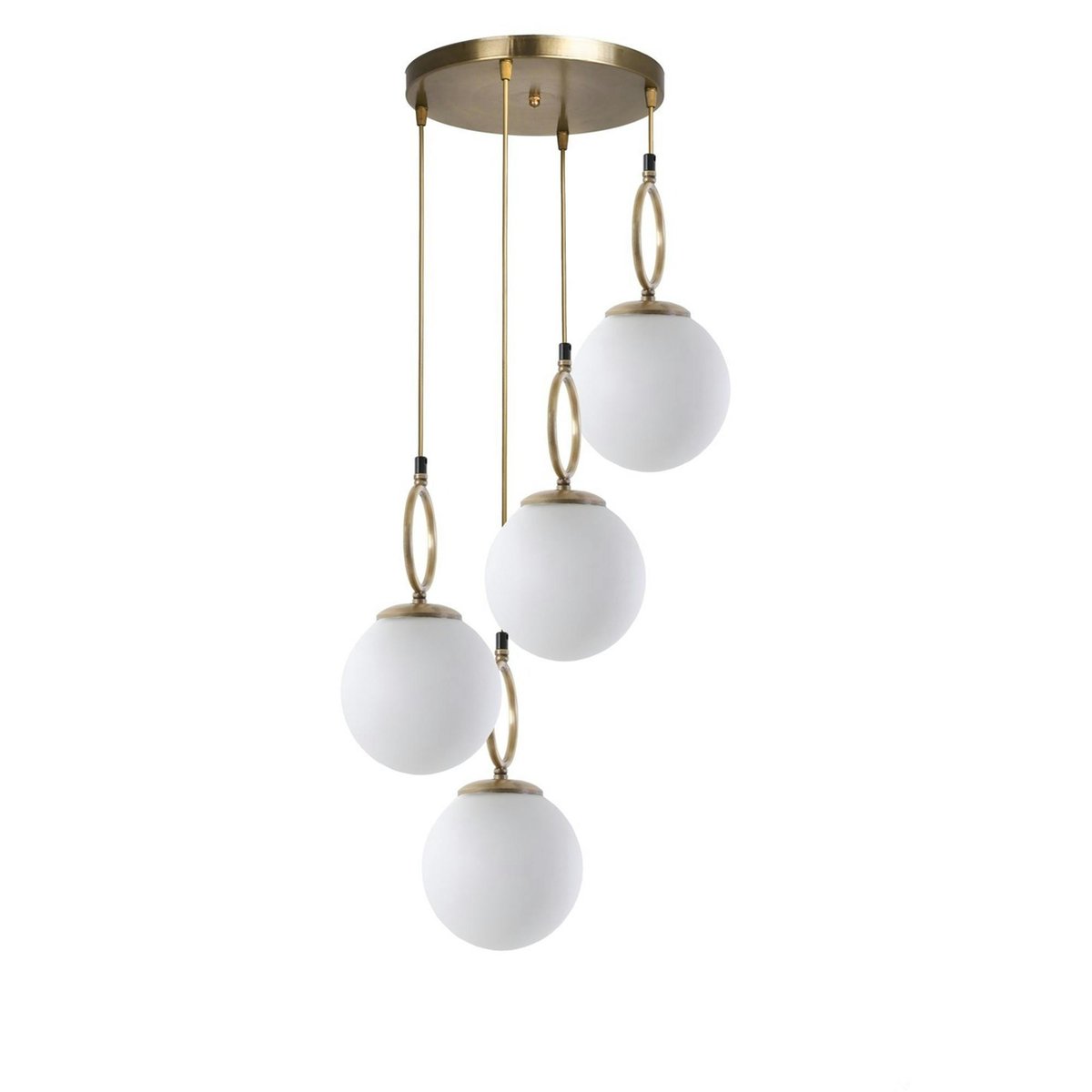 Suspension grappe 5 globes blancs avec anneaux SIERRE doré, PIER IMPORT