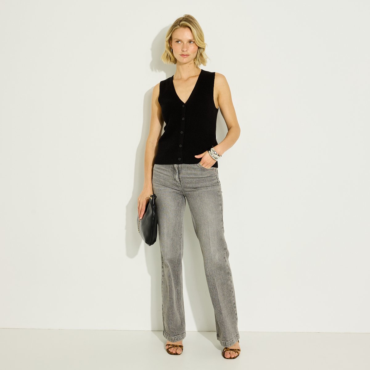 Gilet sans manches col V noir, GRAIN DE MALICE
