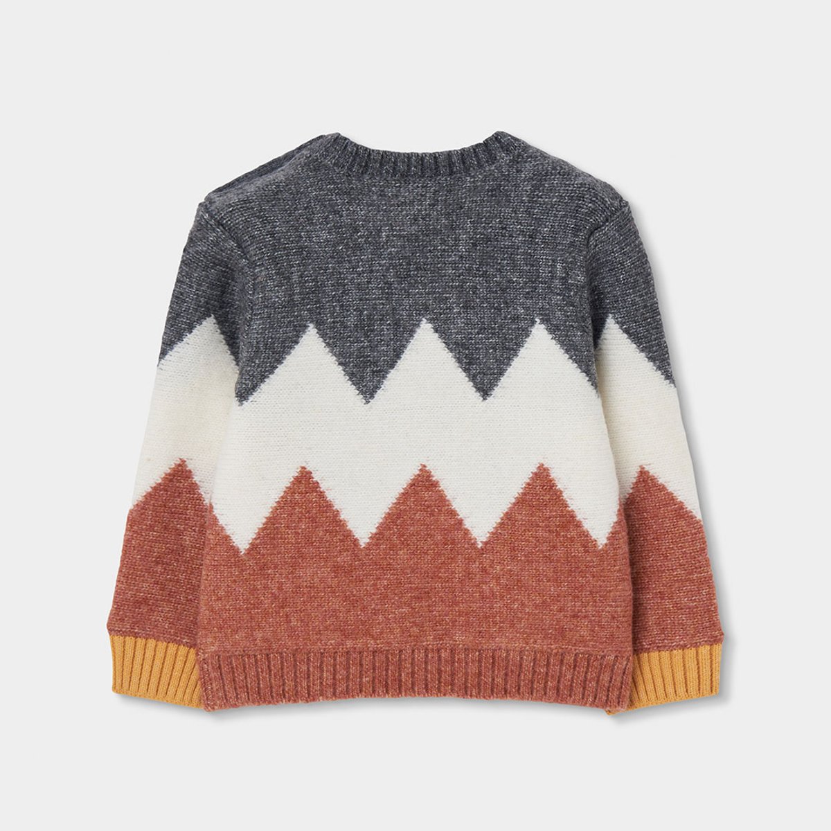 Pull garçon à imprimé géométrique zigzag marron, BOBOLI