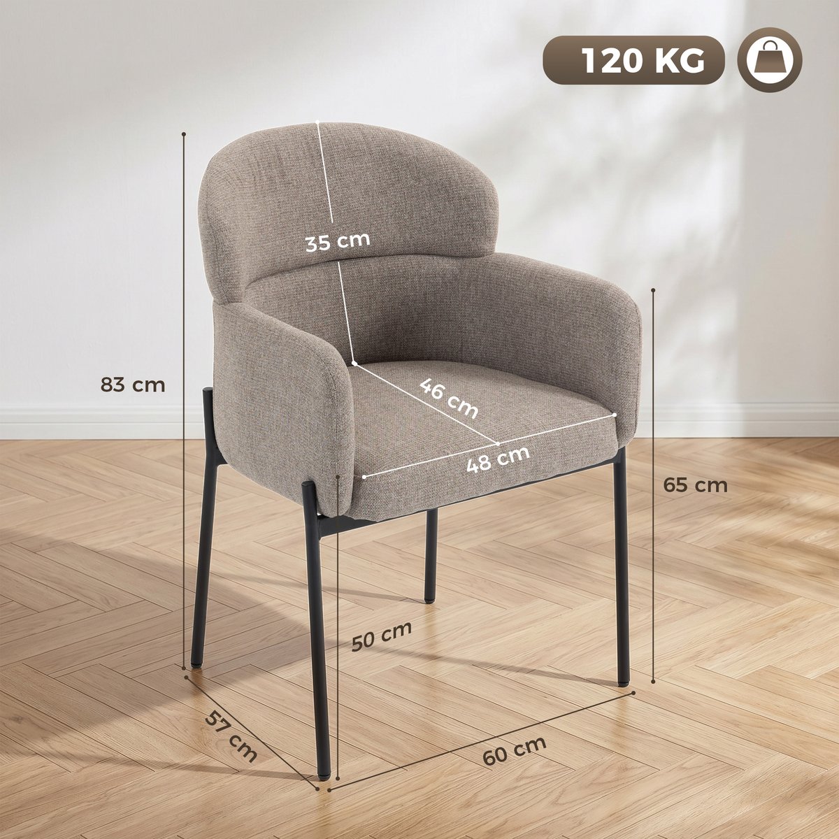 Accent Chair Chenille (100% Polyester) Marron marron clair, HOMCOM