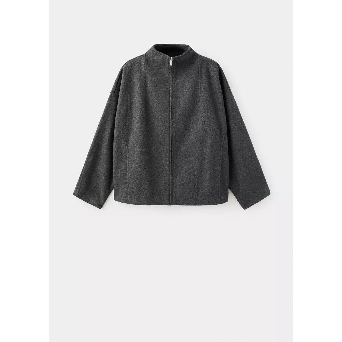Veste texturée à col montant gris, MANGO