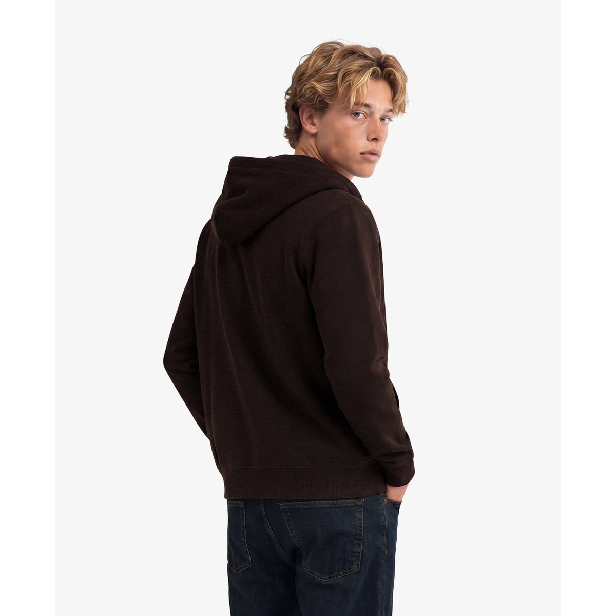 Sweat à capuche zippé Essential SD Co Logo bordeaux chiné héritage, SUPERDRY