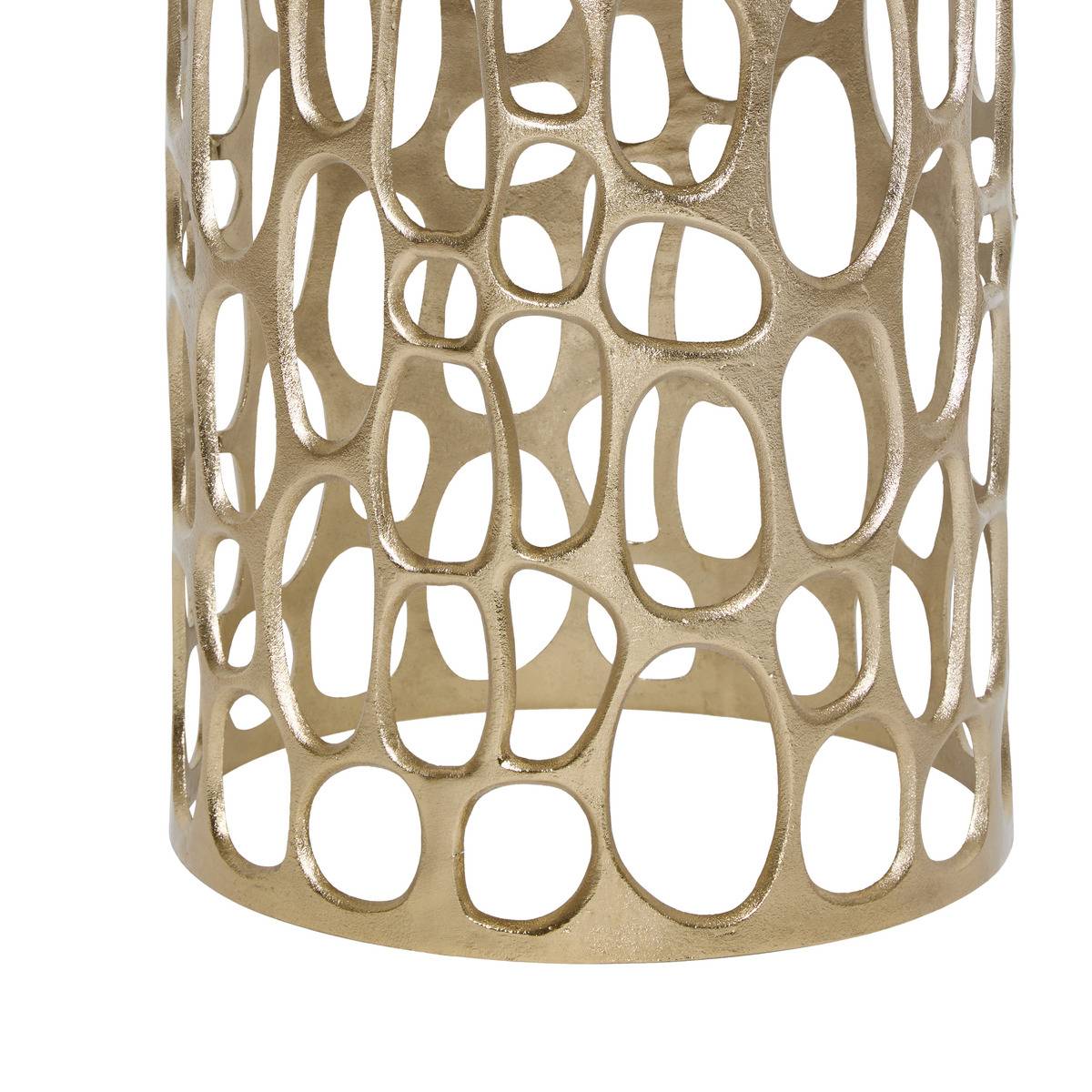 Table d'appoint ronde en aluminium MESH doré, ATMOSPHERA