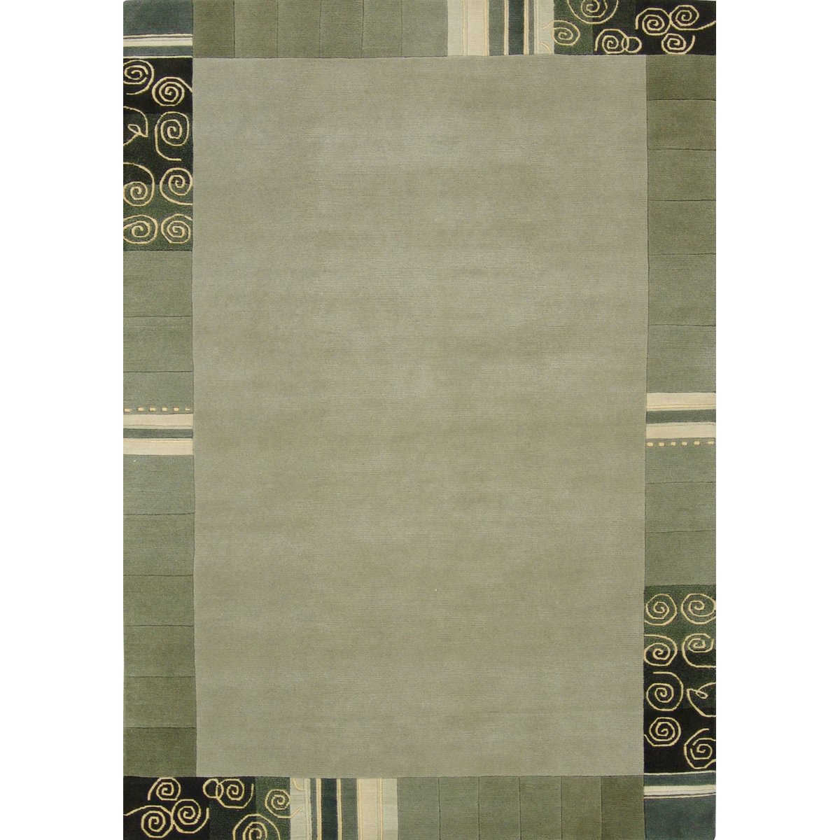 Tapis gabbeh Everest noué main en laine menthe, THEKO