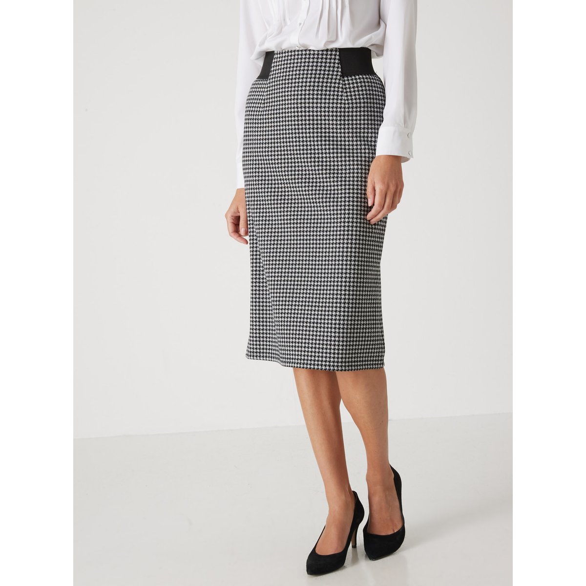 Jupe élastiquée coupe droite noir/blanc, DAXON