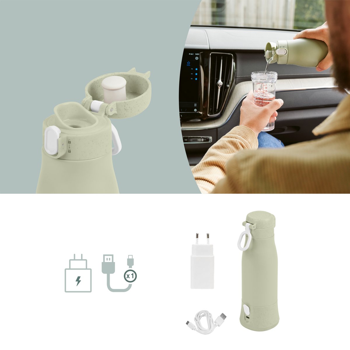Chauffe-biberon nomade Moov & Feed vert, BABYMOOV